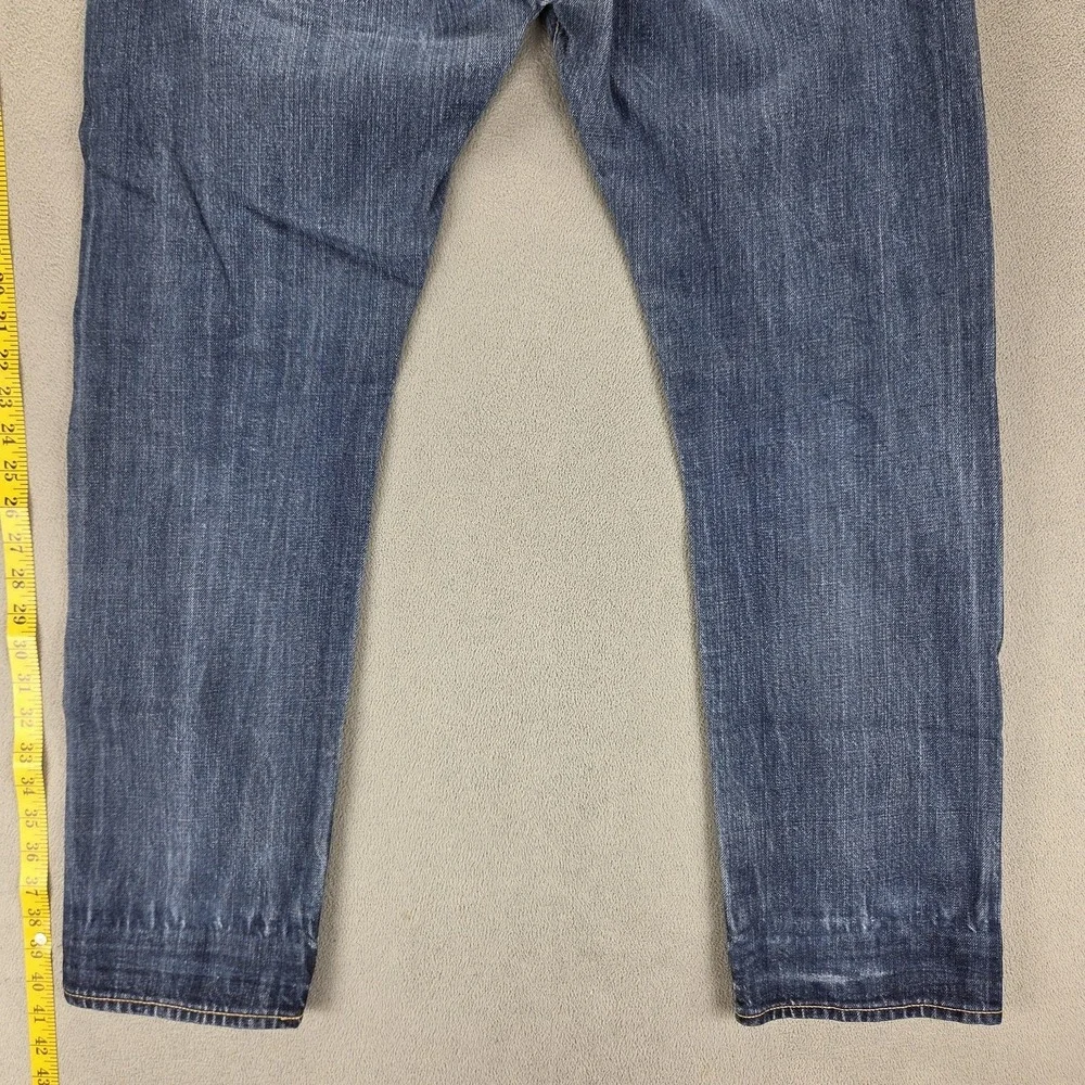 Edwin Jeans Mens 34x30 Blue Selvedge ED-55 Relaxed Japanese Denim Thrashed